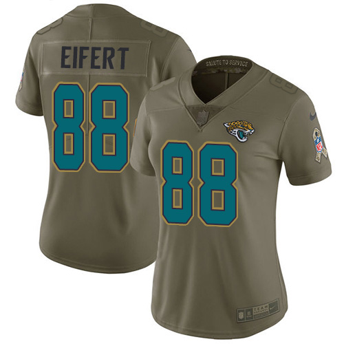 Jacksonville Jaguars #88 Tyler Eifert Olive Women's Stitched Limited 2017 Salute To Service Jersey Womens cheap jerseys for sale - CheapJerseys.Shop