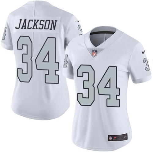Raiders #34 Bo Jackson White Women's Stitched Limited Rush Jersey cheap jerseys for sale - CheapJerseys.Shop