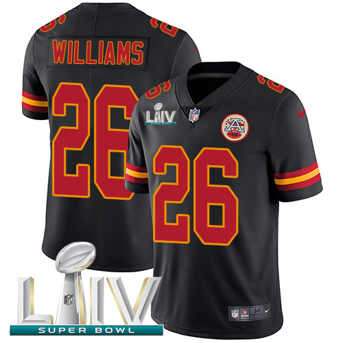 Kansas City Chiefs #26 Damien Williams Black Super Bowl LIV 2020 Men's Stitched Limited Rush Jersey Men's cheap jerseys for sale - CheapJerseys.Shop