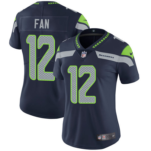 Seahawks #12 Fan Steel Blue Team Color Women's Stitched Vapor Untouchable Limited Jersey cheap jerseys for sale - CheapJerseys.Shop