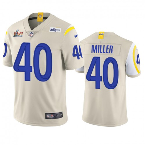 Los Angeles Los Angeles Rams #40 Von Miller Men's Super Bowl LVI Patch Vapor Limited Jersey - Bone Men's cheap jerseys for sale - CheapJerseys.Shop
