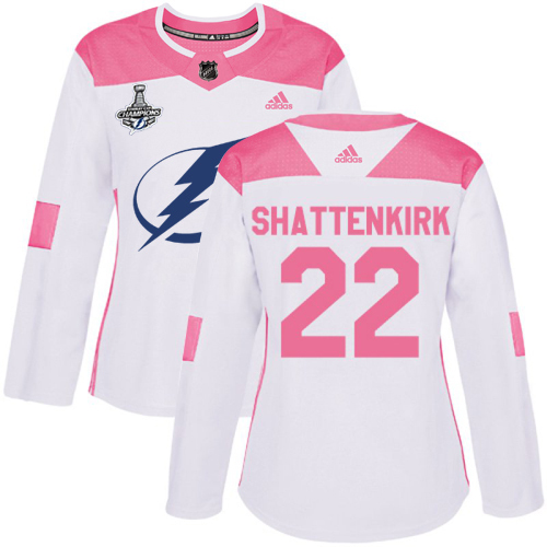 Tampa Bay Lightning #22 Kevin Shattenkirk White/Pink Authentic Fashion Women's 2020 Stanley Cup Champions Stitched Jersey Womens cheap jerseys for sale - CheapJerseys.Shop