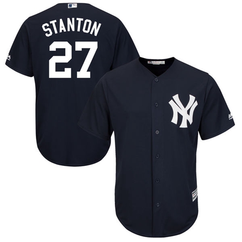 New York Yankees #27 Giancarlo Stanton Navy blue Cool Base Stitched Youth Jersey Youth cheap jerseys for sale - CheapJerseys.Shop