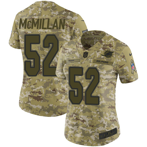 Miami Dolphins #52 Raekwon McMillan Camo Women's Stitched Limited 2018 Salute to Service Jersey Womens cheap jerseys for sale - CheapJerseys.Shop