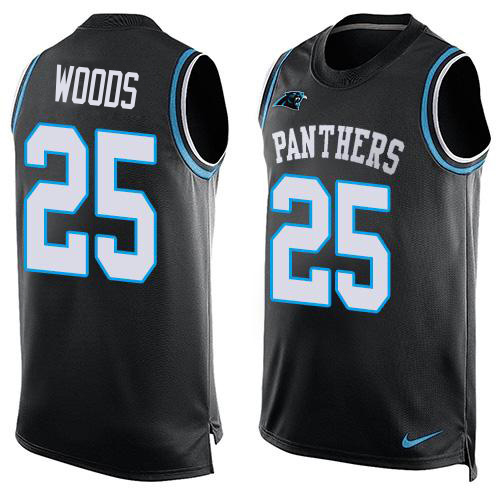 Panthers #25 Xavier Woods Black Team Color Men's Stitched Limited Tank Top Jersey cheap jerseys for sale - CheapJerseys.Shop
