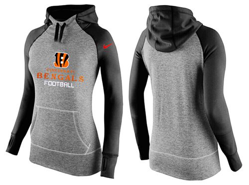 Women's Cincinnati Bengals Performance Hoodie Grey & Black cheap jerseys for sale - CheapJerseys.Shop