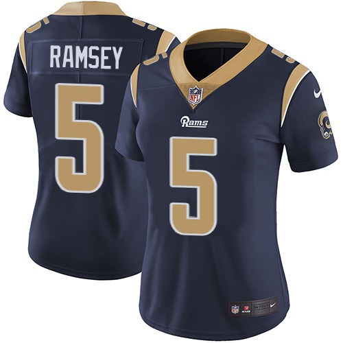 Rams #5 Jalen Ramsey Navy Blue Team Color Women's Stitched Vapor Untouchable Limited Jersey cheap jerseys for sale - CheapJerseys.Shop