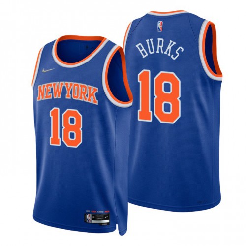 New York Knicks #18 Alec Burks Blue Mens 2021-22 75th Anniversary Diamond Swingman Jersey - Icon Edition Mens cheap jerseys for sale - CheapJerseys.Shop