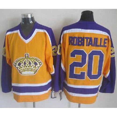 Los Angeles Kings #20 Luc Robitaille Yellow CCM Throwback Stitched Jersey Men's cheap jerseys for sale - CheapJerseys.Shop