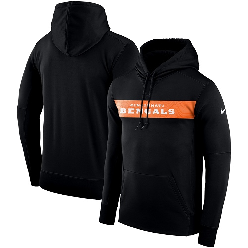 Men's Cincinnati Bengals Black Sideline Team Performance Pullover Hoodie cheap jerseys for sale - CheapJerseys.Shop