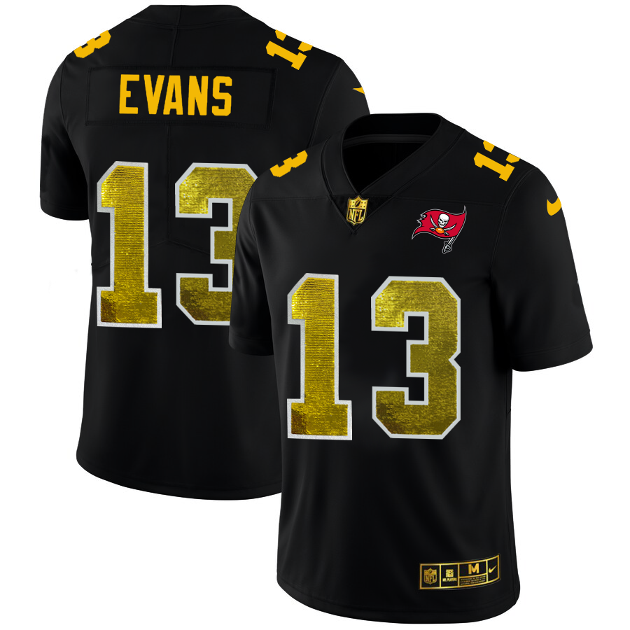 Tampa Bay Buccaneers #13 Mike Evans Men's Black Golden Sequin Vapor Limited Jersey cheap jerseys for sale - CheapJerseys.Shop