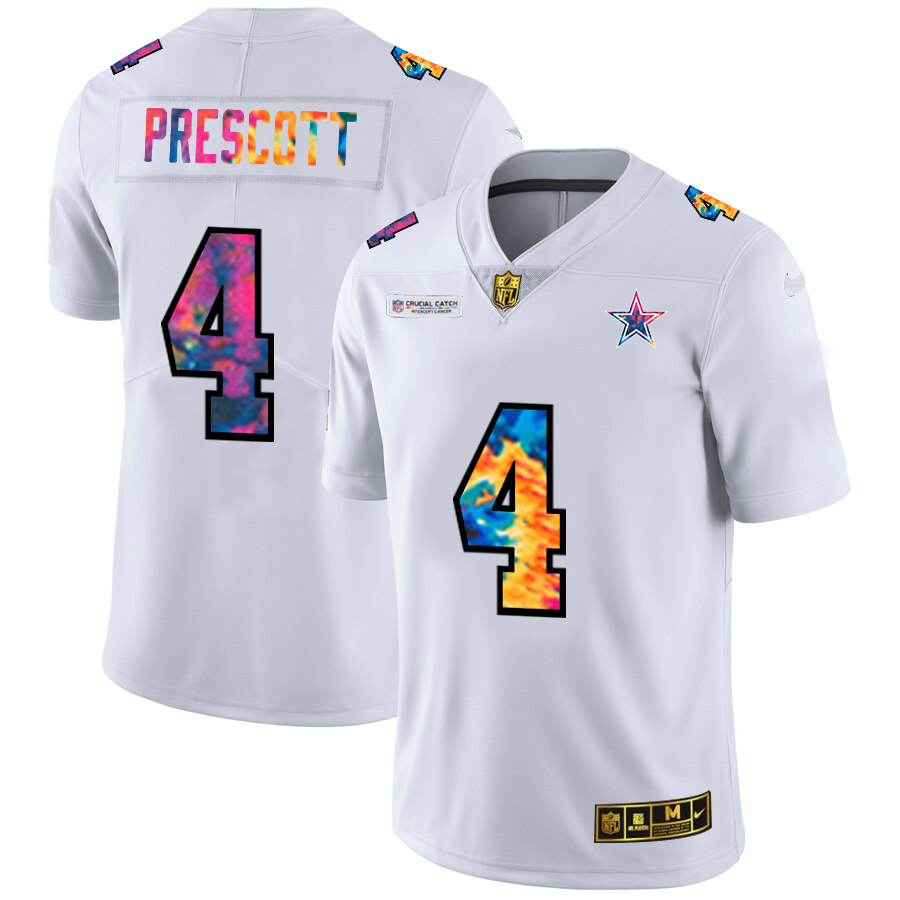 Dallas Cowboys #4 Dak Prescott Men's White Multi-Color 2020 Crucial Catch Limited Jersey cheap jerseys for sale - CheapJerseys.Shop