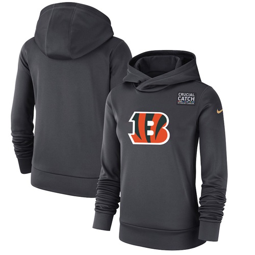 Women's Cincinnati Bengals Anthracite Crucial Catch Performance Pullover Hoodie cheap jerseys for sale - CheapJerseys.Shop