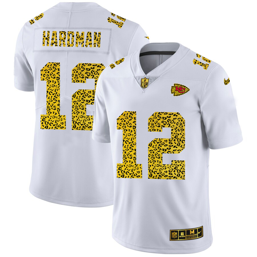 Kansas City Chiefs #12 Mecole Hardman Men's Flocked Leopard Print Vapor Limited Jersey White cheap jerseys for sale - CheapJerseys.Shop