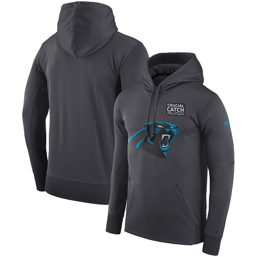 Men's Carolina Panthers Anthracite Crucial Catch Performance Pullover Hoodie cheap jerseys for sale - CheapJerseys.Shop