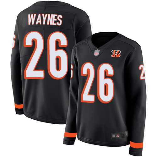 Cincinnati Bengals #26 Trae Waynes Black Team Color Women's Stitched Limited Therma Long Sleeve Jersey Womens cheap jerseys for sale - CheapJerseys.Shop
