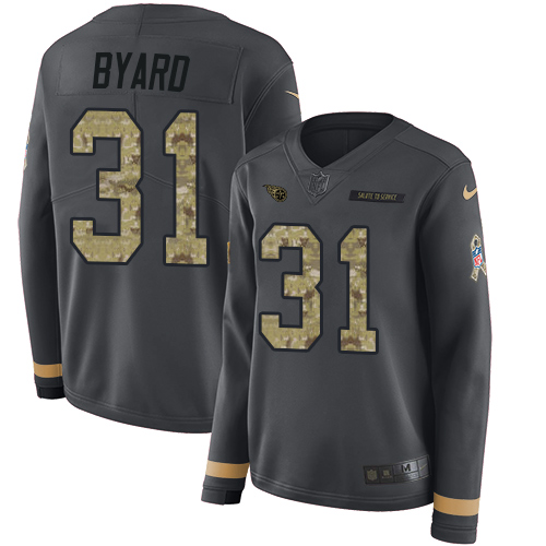 Tennessee Titans #31 Kevin Byard Anthracite Salute to Service Women's Stitched Limited Therma Long Sleeve Jersey Womens cheap jerseys for sale - CheapJerseys.Shop