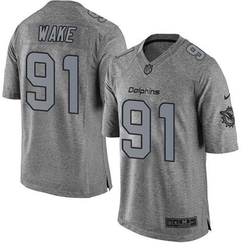 Miami Dolphins #91 Cameron Wake Gray Men's Stitched Limited Gridiron Gray Jersey Men's cheap jerseys for sale - CheapJerseys.Shop