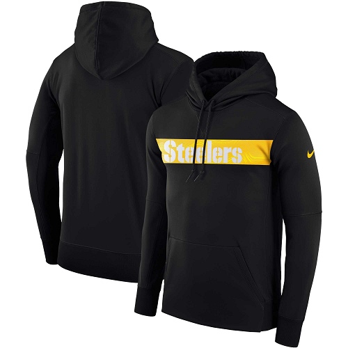 Men's Pittsburgh Steelers Black Sideline Team Performance Pullover Hoodie cheap jerseys for sale - CheapJerseys.Shop