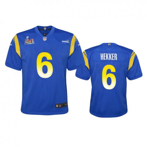 Los Angeles Los Angeles Rams #6 Johnny Hekker Youth Super Bowl LVI Patch Game Jersey - Royal Youth cheap jerseys for sale - CheapJerseys.Shop