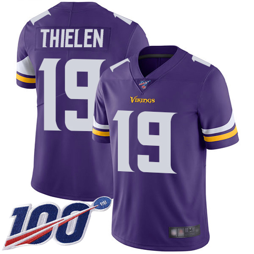 Vikings #19 Adam Thielen Purple Team Color Youth Stitched 100th Season Vapor Limited Jersey cheap jerseys for sale - CheapJerseys.Shop