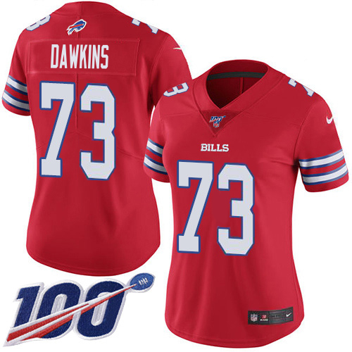 Bills #73 Dion Dawkins Red Women's Stitched Limited Rush 100th Season Jersey cheap jerseys for sale - CheapJerseys.Shop