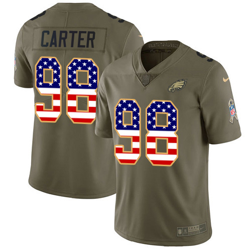 Eagles #98 Jalen Carter Olive/USA Flag Men's Stitched Limited 2017 Salute To Service Jersey cheap jerseys for sale - CheapJerseys.Shop