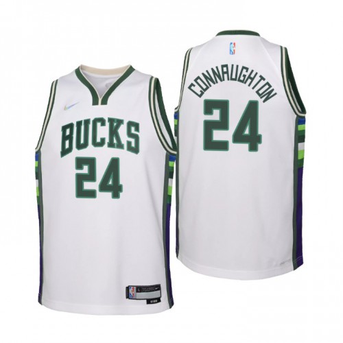 Milwaukee Milwaukee Bucks #24 Pat Connaughton Youth White 2021/22 Swingman Jersey - City Edition Youth cheap jerseys for sale - CheapJerseys.Shop
