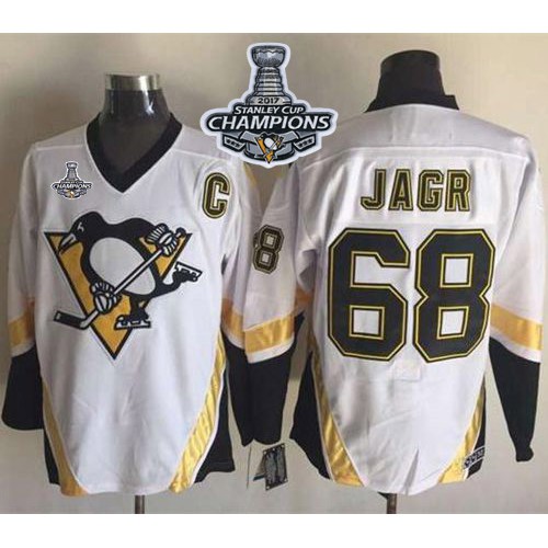Pittsburgh Penguins #68 Jaromir Jagr White CCM Throwback 2017 Stanley Cup Finals Champions Stitched Jersey Men's cheap jerseys for sale - CheapJerseys.Shop