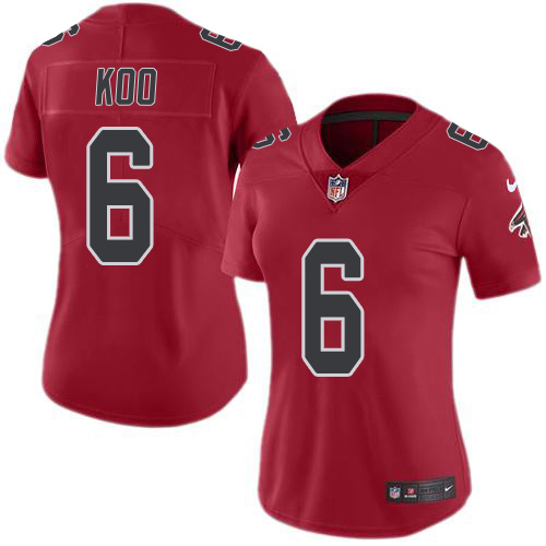 Falcons #6 Younghoe Koo Red Stitched Women's Limited Rush Jersey cheap jerseys for sale - CheapJerseys.Shop