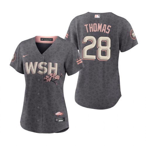 Washington Washington Nationals #28 Lane Thomas Women's Gray 2022 City Connect Replica Jersey Womens cheap jerseys for sale - CheapJerseys.Shop