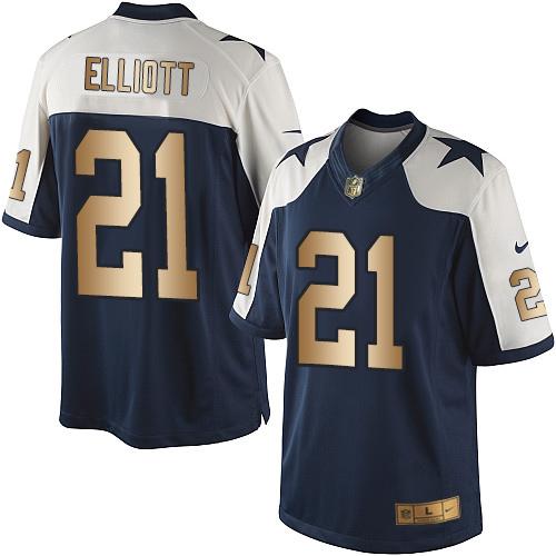 Cowboys #21 Ezekiel Elliott Navy Blue Thanksgiving Men's Stitched Limited Gold Jersey cheap jerseys for sale - CheapJerseys.Shop