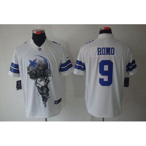Dallas Cowboys #9 Tony Romo White Men's Stitched Helmet Tri-Blend Limited Jersey Men's cheap jerseys for sale - CheapJerseys.Shop