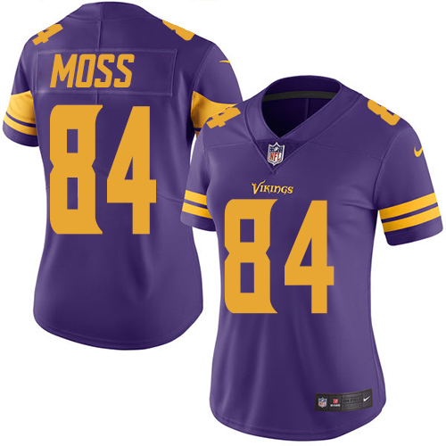 Vikings #84 Randy Moss Purple Women's Stitched Limited Rush Jersey cheap jerseys for sale - CheapJerseys.Shop