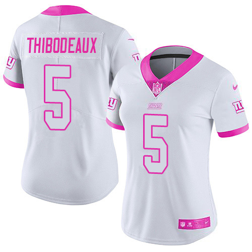 Giants #5 Kayvon Thibodeaux White/Pink Women's Stitched Limited Rush Fashion Jersey cheap jerseys for sale - CheapJerseys.Shop