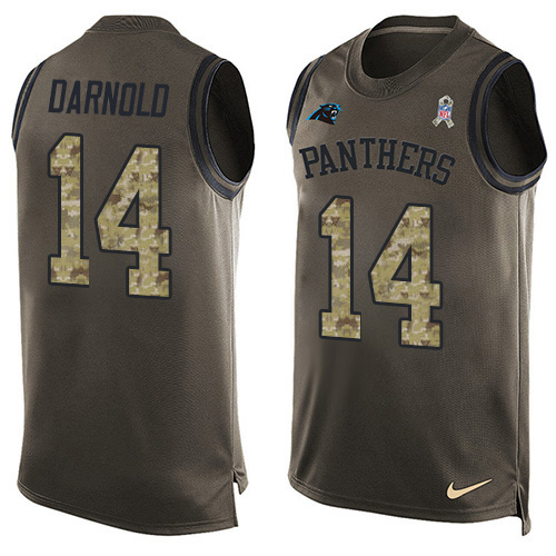 Panthers #14 Sam Darnold Green Men's Stitched Limited Salute To Service Tank Top Jersey cheap jerseys for sale - CheapJerseys.Shop