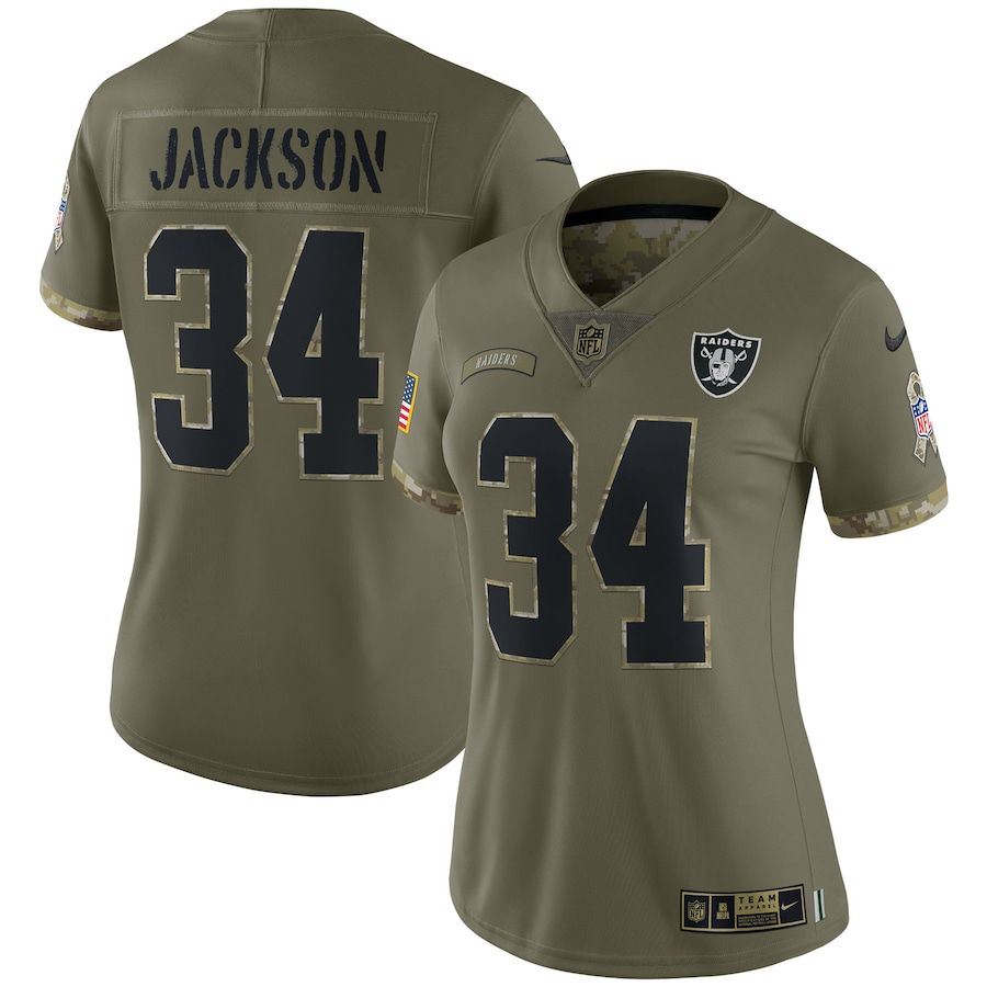 Las Vegas Raiders #34 Bo Jackson Women's 2022 Salute To Service Limited Jersey - Olive cheap jerseys for sale - CheapJerseys.Shop