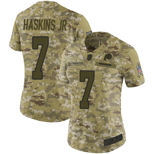 Washington Commanders #7 Dwayne Haskins Jr Camo Women's Stitched Limited 2018 Salute to Service Jersey Womens cheap jerseys for sale - CheapJerseys.Shop