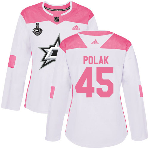 Dallas Stars #45 Roman Polak White/Pink Authentic Fashion Women's 2020 Stanley Cup Final Stitched Jersey Womens cheap jerseys for sale - CheapJerseys.Shop