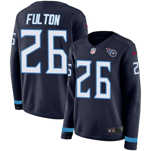 Tennessee Titans #26 Kristian Fulton Navy Blue Team Color Women's Stitched Limited Therma Long Sleeve Jersey Womens cheap jerseys for sale - CheapJerseys.Shop