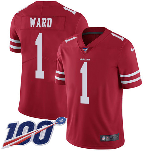 49ers #1 Jimmie Ward Red Team Color Men's Stitched 100th Season Vapor Limited Jersey cheap jerseys for sale - CheapJerseys.Shop