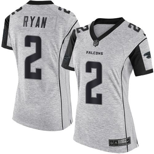 Atlanta Falcons #2 Matt Ryan Gray Women's Stitched Limited Gridiron Gray II Jersey Womens cheap jerseys for sale - CheapJerseys.Shop