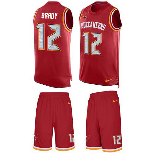 Buccaneers #12 Tom Brady Red Team Color Men's Stitched Limited Tank Top Suit Jersey cheap jerseys for sale - CheapJerseys.Shop