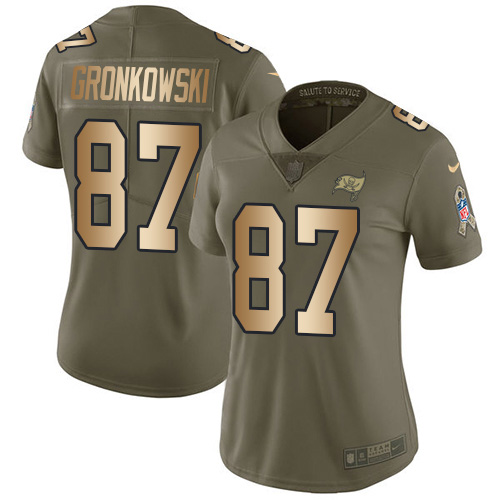 Buccaneers #87 Rob Gronkowski Olive/Gold Women's Stitched Limited 2017 Salute To Service Jersey cheap jerseys for sale - CheapJerseys.Shop