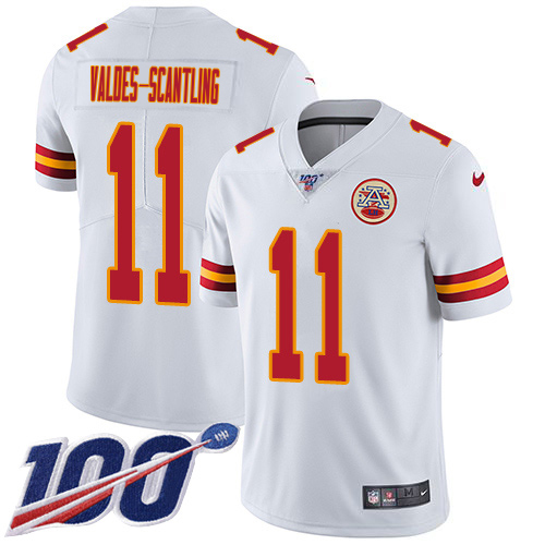 Chiefs #11 Marquez Valdes-Scantling White Men's Stitched 100th Season Vapor Limited Jersey cheap jerseys for sale - CheapJerseys.Shop