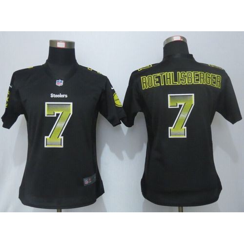 Pittsburgh Steelers #7 Ben Roethlisberger Black Team Color Women's Stitched Elite Strobe Jersey Womens cheap jerseys for sale - CheapJerseys.Shop