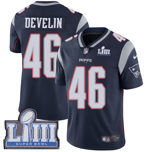 New England Patriots #46 James Develin Navy Blue Team Color Super Bowl LIII Bound Youth Stitched Vapor Untouchable Limited Jersey Youth cheap jerseys for sale - CheapJerseys.Shop