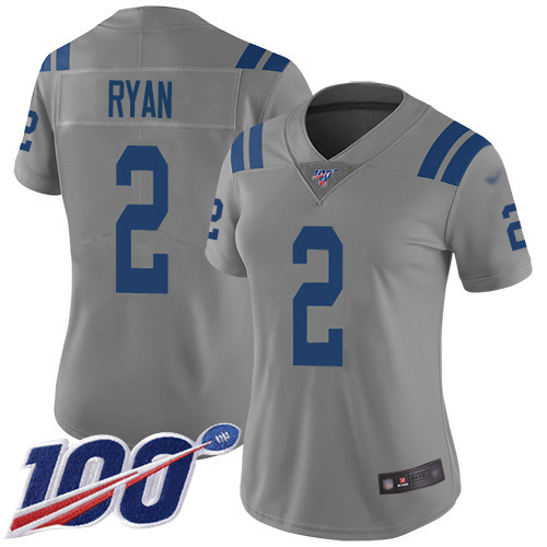 Colts #2 Matt Ryan Gray Women's Stitched Limited Inverted Legend 100th Season Jersey cheap jerseys for sale - CheapJerseys.Shop