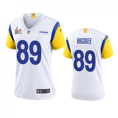 Los Angeles Los Angeles Rams #89 Tyler Higbee Women's Super Bowl LVI Patch Alternate Game Jersey - White Womens cheap jerseys for sale - CheapJerseys.Shop