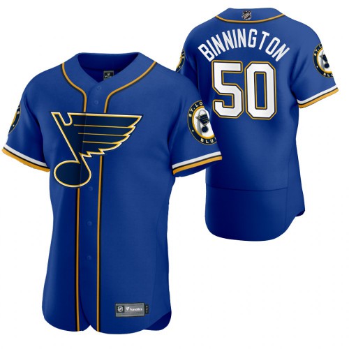 St. Louis St. Louis Blues #50 Jordan Binnington Men's 2020 x Crossover Edition Baseball Jersey Blue Men's cheap jerseys for sale - CheapJerseys.Shop